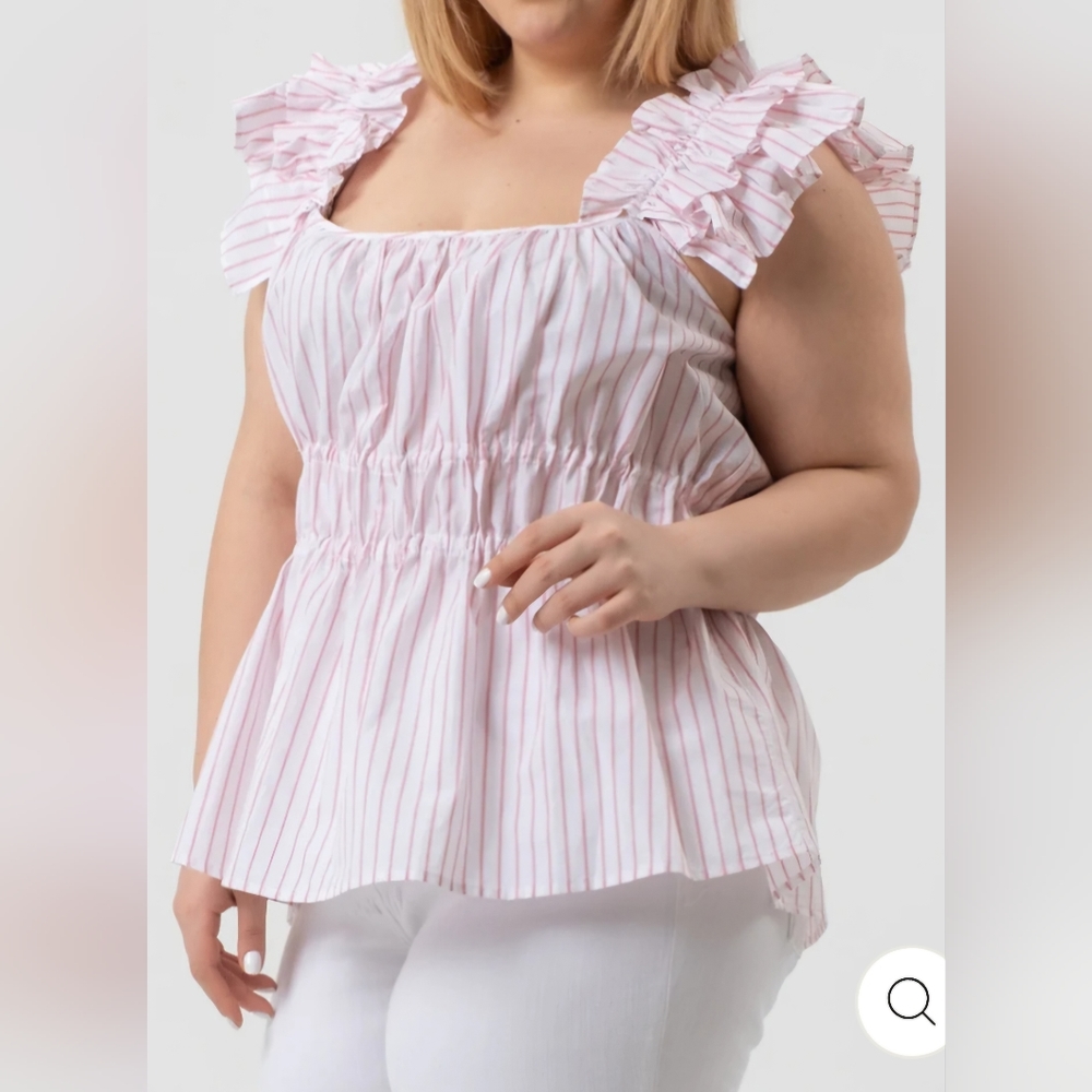 NWT Women's Plus Size Harshman Alize Rose Striped Blouse Size 3X